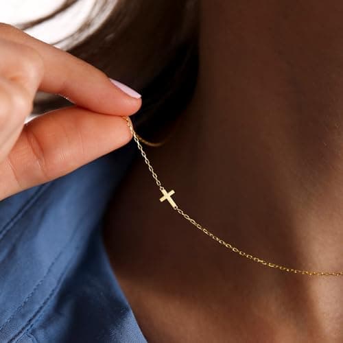JNZSSWHJJH Easter Basket Stuffers - Cross Necklace for Women 18K Gold Plated Cross Necklace Dainty Gold Necklace for Women Teens Girls Gold Jewelry Easter Religious Christian Gifts view 5