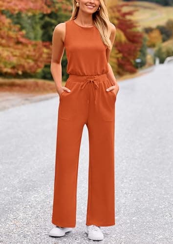 PRETTYGARDEN Jumpsuits for Women Casual 2026 Summer Sleeveless Wide Leg Pants Rompers One Piece Beach Vacation Spring Outfits view 4