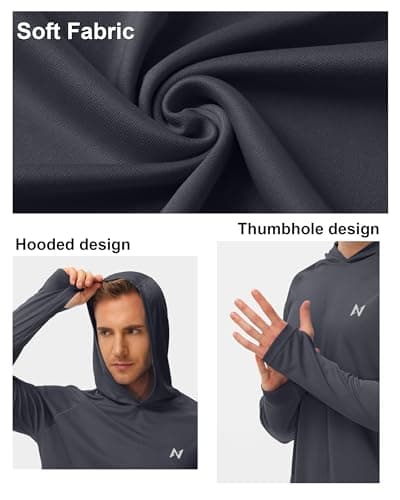 isnowood Sun Shirt UPF 50+ Men's Fishing Shirt Long Sleeve UV Protection Hoodie Rash Guard for Swimming Running Hiking Light view 5