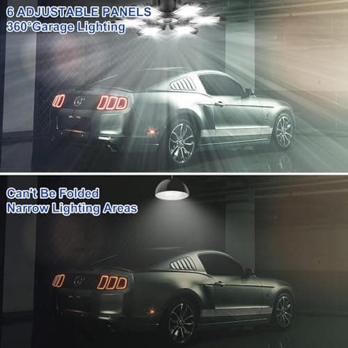 Eqquorva 6 Pack 220W Garage Light Ceiling Led Deformable LED Shop Lights for Workshop E26 E27 Screw in Garage view 2