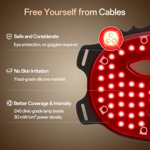 SUERBEATY Red Light Mask, 7 Colors Red Light Mask for Face, Cordless, Soft Flexible, Portable & Lightweight for Home & Travel, Rechargeable Facial Masks for Women & Men (Black) view 4