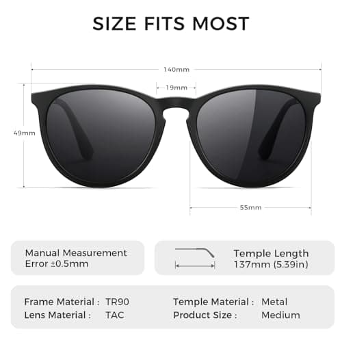 SUNGAIT Premium Vintage Round Sunglasses for Women Men Classic Retro Trendy Style view 5