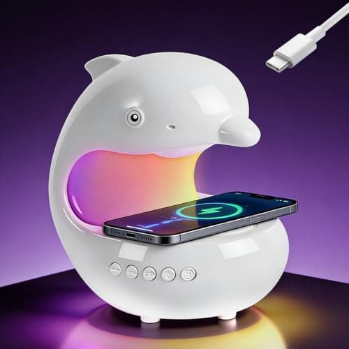 UMLAEN Smart LED Night Light with Bluetooth Speaker, Rechargeable Table Lamp with 15W Wireless Charging | 4 Lighting Modes | Timing | Dimmable Atmosphere Lamp for Bedroom, Home Decor, Party, Office view 1