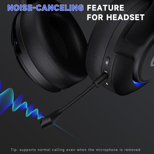 syndesmos Wireless PS5 Headset, 2.4GHz Gaming Headset for PS5, PC, Switch, Bluetooth 5.3 Headphones with Noise Canceling Mic, 7.1 Surround Sound, Low-Latency, 45H Battery, Black view 5