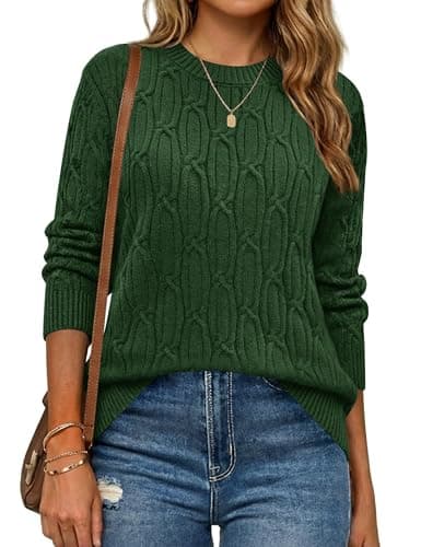 LaGracia Women’s Cable Knit Long Sleeve Sweaters Pullover Crew Neck Fall Winter Sweater Tops — image 1