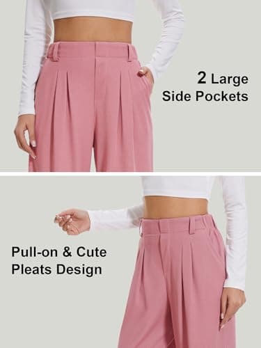 AVAMO Slacks for Women Dress Pants Stretchy Work Pants Wide Leg High Waisted Business Casual Trousers with Pockets Waffle view 4