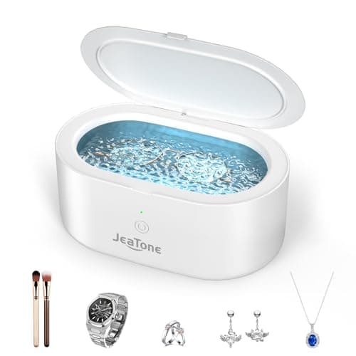 JeaTone Ultrasonic Jewelry Cleaner, 46KHz Professional Ultrasonic Cleaning Machine for Rings, Eyeglasses, Retainers, Dentures & Watches, 20oz Stainless Steel Sonic Cleaner Pod (White) — image 1