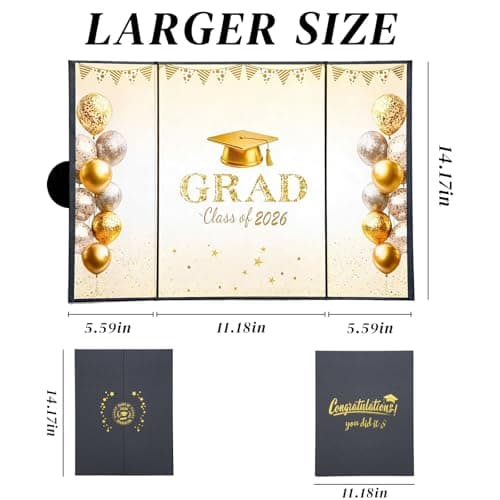 Black and Gold Graduation Party Decorations Class of 2026 - Extra Large 22" x 14" Graduation Guest Book to Sign Signature Board for Graduation Gifts Congrats Grad Party Favors Supplies Decor Keepsake view 3