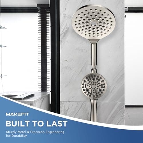 Dual Handheld Shower Head Combo, 2-in-1 Rain Shower Heads System 8 Inch Rainfall Shower Head and 10 Modes High Pressure Hand Held Showerhead with Built-in Power Wash view 4