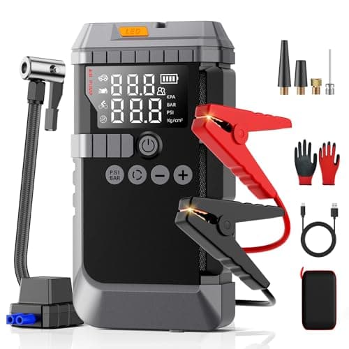 Jump Starter with Air Compressor, Battery Jumper Starter Portable,12V Jump Box with 160PSI Tire Inflator for Car Battery, LED Display for All Gas & 12L Diesel Engines, LED Light, Jumper Cables — image 1