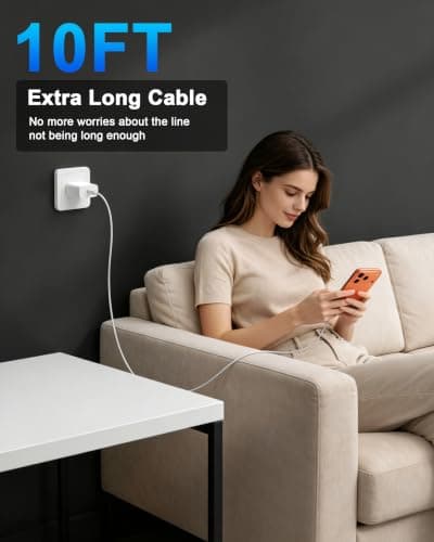 iPhone 18 17 16 Pro Max Charger Fast Charging 10FT, 20W USB C Charger Block | 2 Pack 20W Type C Charger with 10FT Long USB-C to USB-C Woven Charge Cable for iPhone Duo/18 Pro/18 Pro Max/17 16 15 Pro Max view 4