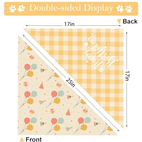Happy Birthday Dog Bandanas, Double Sided Adjustable Birthday Party Pet Decorations 2 Pack Triangle Bibs Cat Scarf Set view 6