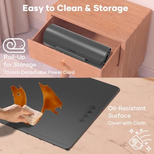 Warming Mat for Food Extra Large, Electric Food Warmer For Party, 33.5"x16" | 7 Levels temps, 6H timer, Easy-to-Clean Foldable Food Warming Mat for Parties, Buffets, Christmas House Warming Gift view 2