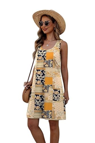 WEESO Summer Dresses for Women Tank Casual Sleeveless Casual Mini Fashion Beach Vacation Dresses with Pockets view 4