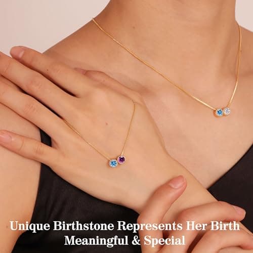 Sistble Birthstone Necklace for Women, Birthday Gifts for Women 14K Gold Necklaces for Teen Girls Dainty 1 to 12 Birthstone Christmas Gift Stocking Stuffers Valentines Mothers Day Jewelry view 4