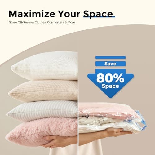 ETENWOLF 4 Pack Vacuum Storage Bags with Rechargeable Wireless Pump, Vacuum Seal Bags for Clothes and Travel, Space Saver Bags in Multiple Carry-On Sizes, Perfect for Luggage and Suitcases view 2
