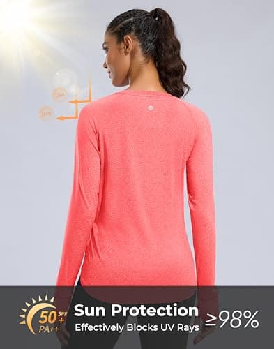 G Gradual Long Sleeve Workout Tops for Women Quick Dry Lightweight Running Athletic Shirts with Zip Pocket Moisture Wicking view 3