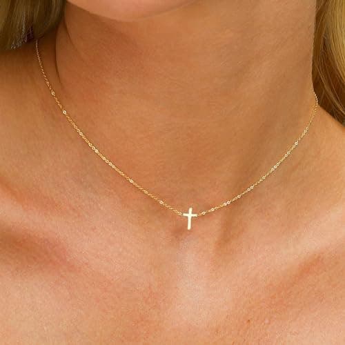 JNZSSWHJJH Easter Basket Stuffers - Cross Necklace for Women 18K Gold Plated Cross Necklace Dainty Gold Necklace for Women Teens Girls Gold Jewelry Easter Religious Christian Gifts view 3