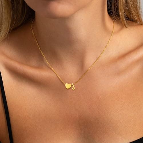 JNZSSWHJJH Heart Initial Necklaces for Women Girls, 18K Gold Plated A-Z Initial Necklace Tiny Heart Necklace Dainty Gold Initial Necklaces for Women Trendy Jewelry Gifts for Teen Girls view 4