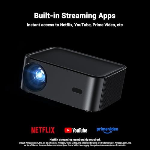 HAPPRUN 1500 ANSI Lumens Built-in Streaming App Full HD Smart Projector | 4K Projector, Supports WiFi and Bluetooth, Dolby Audio, 300-inch Large Screen, Suitable for Home, Outdoor, and Indoor Viewing view 3