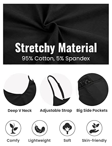 Lentta Women's Causal Jumpsuits V Neck Sleeveless Harem Overalls Stretchy Adjustable Strap Romper with Pockets view 2