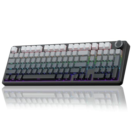 AULA F99 Pro Wireless Mechanical Keyboard with Knob,Gasket Structure,Tri-Mode BT5.0/USB-C/2.4GHz Hot Swappable Keyboard,Creamy Sound,RGB Backlit PBT Keycaps Computer Gaming Keyboards