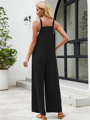 Heymoments Women's Casual Overalls Jumpsuits One Piece Adjustable Straps Wide Leg Long Bib Pant Rompers With Pockets view 4