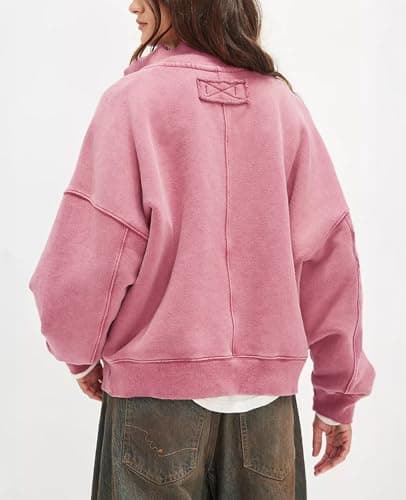 Gnveub Sweatshirt for Women Oversized Henley Neck Long Sleeve Button Pullover Tops Trendy Outfits Clothes view 3