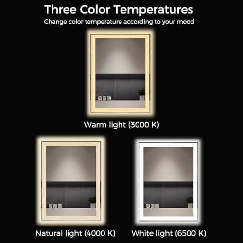 24"X32" LED Bathroom Vanity Mirror with Lights, Anti-Fog, Dimmable, Lighted Bathroom Mirror for Wall, Memory Function, Tempered Glass, Shatter-Proof, Backlit & Front Lit view 4