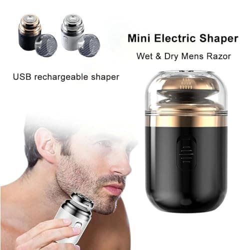 Mini Electric Travel Shaver for MenRechargeable Rotary Shaver WashablePocket Size Shaving Razor PortableClose Shave Beard Trimmer Wet & DryRotary Electrical Shave (White) view 4