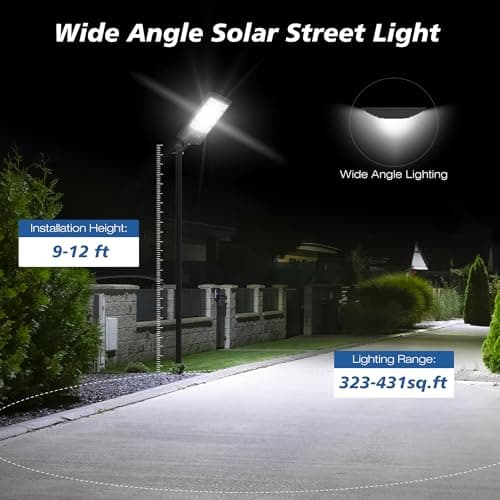 WYWNA Solar Lights Outdoor Waterproof - Super Bright Solar Street Lights Outdoor Dusk to Dawn with Motion Sensor and Remote Control, Wide Angle Commercial LED Street Light IP67 Waterproof 4 Packs view 3