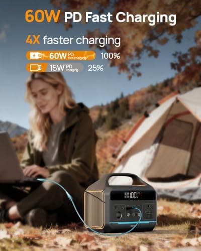 Daran 300W Portable Power Station (600W Surge) | 192Wh LiFePO4 Solar Generator for Camping, RV & Emergency | 8-in-1 Lightweight Battery Supply with 60W PD & LED Light for Laptop, Drone view 6