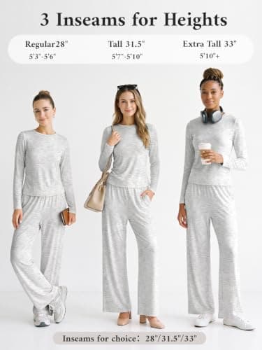 Womens 2 Piece Long Sleeve Lounge Sets Travel Outfits 3 Inseams view 6