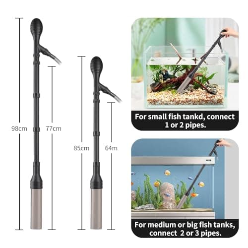 Large Gravel Vacuum for Aquarium, Adjustable Length Manual 256GPH Aquarium Gravel Cleaners, Low Water Level Fish Tank Water Changer with Suction Ball, Use for Fish Tank Cleaning Gravel and Sand view 5