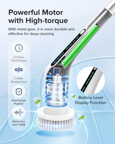 Electric Spin Scrubber, Shower Cleaner with Adjustable Extension Handle view 5