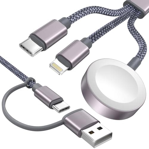 2026 Travel Essentials,3 in 2 USB C Cable for Apple Watch Charger,iPhone Charger,Multi Charging Cable,Cruise Vacation Camping Essentials for iWatch Series 11-2/Ultra,iPhone 17-12,Car,Sony PSP Cables view 1