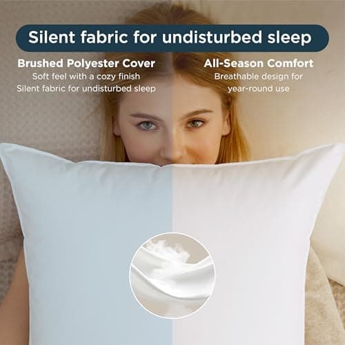 Bedsure Pillows Queen Size Set of 2 - Hotel Collection Bed Pillows for Sleeping, with Down Alternative Filling, Soft Support for Back, Stomach or Side Sleepers, Queen/Full, 28"x19", White, 2 Pack view 2