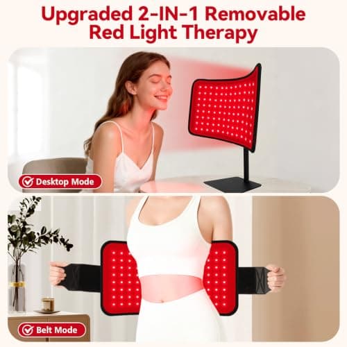 Red Light Therapy for Face Body, 2-in-1 Infrared Red Light Panel with Belt view 2