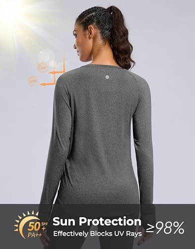 G Gradual Long Sleeve Workout Tops for Women Quick Dry Lightweight Running Athletic Shirts with Zip Pocket Moisture Wicking view 3