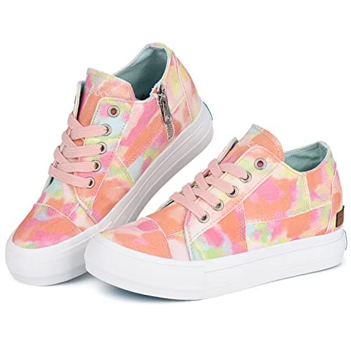 JENN ARDOR Wedge Sneakers for Women Fashion Canvas Shoes Casual Platform Hidden Heel Womens Slip On Sneaker Non Slip Side Zipper view 4