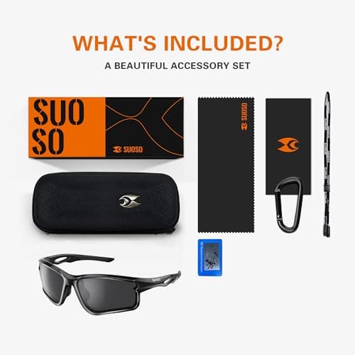 suoso Polarized Sports Sunglasses Men: Running Sunglasses Women UV400 Protection Wrap Around Glasses for Fishing Driving TR90 view 2
