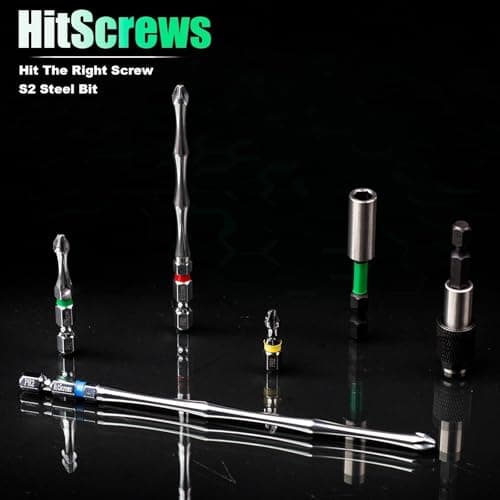 Hitscrews Magnetic Screwdriver Bits PH2, 2-Inch Impact Driver Bits #2, S2 Steel Chrome Finish Phillips Bits For Impact Driver, Home Improvement & DIY - 10 Pack view 7