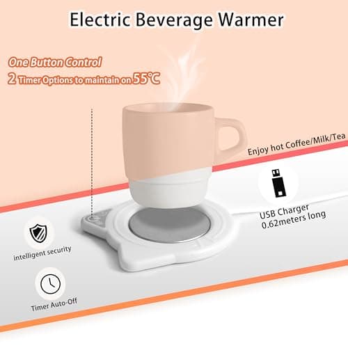 Coffee Mug Warmer Keep Beverages Warm, 131℉ Constant Temperature Tea Warmer Mug Warmer for Desk Coffee Warmer Plate Coffee Warmer for Desk Auto Shut Off, Cup Warmers for Hot Drinks view 3