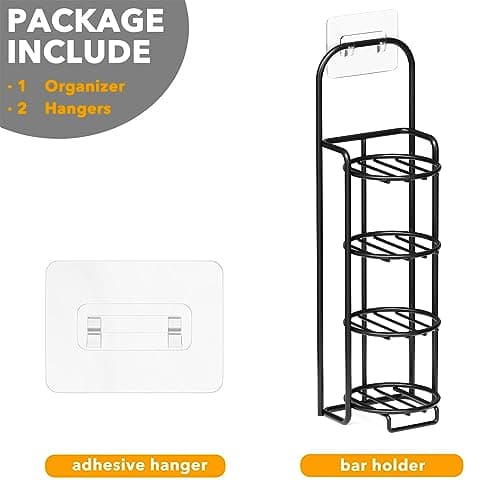 SpaceAid 4 Tier Shampoo Bar Holder for Shower, Self Draining Soap Bar Holders Caddy for Bathroom Wall and Kitchen Sink, Shampoo Bar Dish Rack, Stainless Steel Bar Soap Holder (Black) view 6