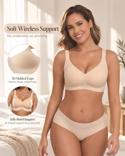Ubras Wireless Seamless Bra for Women, Breathable Jelly Bra Soft Support view 3