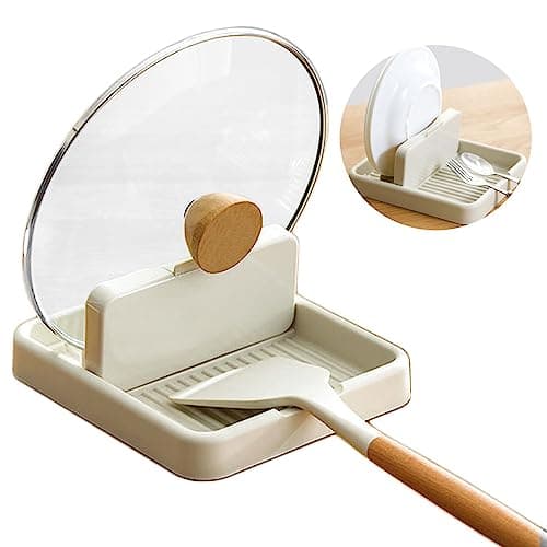 1 Pack Spoon Rests with Lid Holder for Multiple Utensils, Utensil Rest & Spoon holder for Kitchen Counter, Stove Top, Heat Resistant Kitchen Utensil Holder for Spatulas Holder, Pot Lid, Tongs, Ladles — image 1