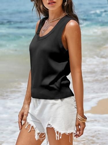 Saodimallsu Women's Ribbed Knit Sweater Vest view 4