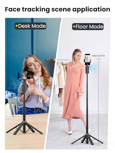 AOCHUAN Auto Face TrackingTripod, w/Gesture Control for iPhone,Extendable Pole, 360° Rotating Selfie Stick,Wireless Remote,Video Recording 4-Leg Stable & Portable Tripod view 2