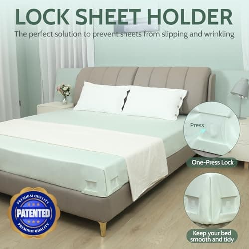 Sheet Holders - Bed Sheet Holders for Corners Heavy Duty Fitted Sheet Holders Keep Sheets Firm & Tight Bed Sheet Grippers Lock Bed Sheets Holders for All Mattress Sizes Bedsheet Clips Easy Setup view 5