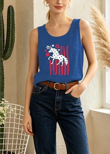 Vrytw 4th of July Bow Tank Top Women-USA Bow Sleeveless Shirt Patriotic Tank Top Cute American Flag Tee Top view 2